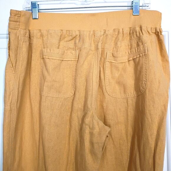 Per Se Pull On Drawstring Linen Blend Pants Yellow Gold Women's L - Picture 4 of 11